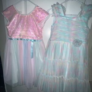 Girls 10 Pastel Pink and Blue Jona Michelle Costume Dresses x2